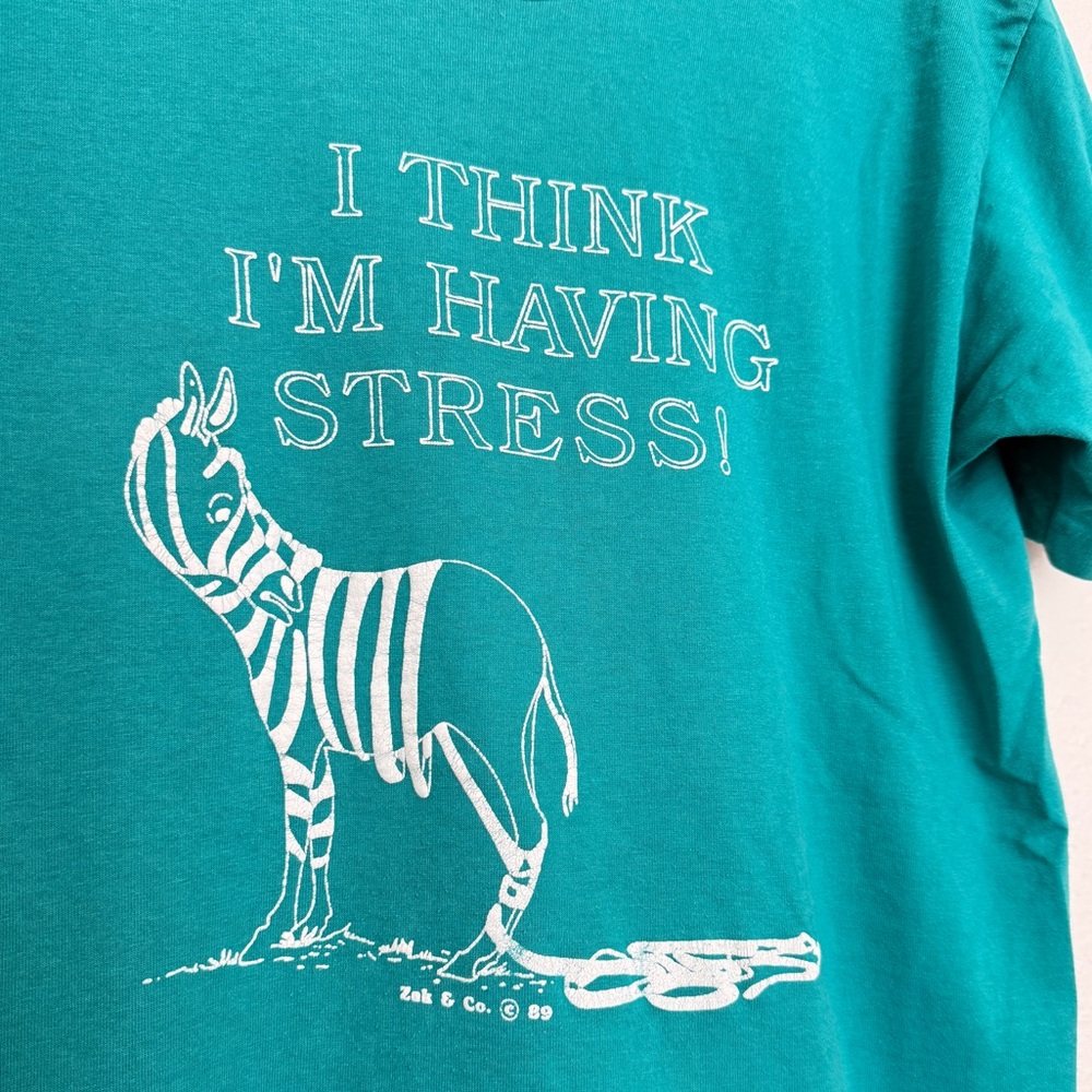 Vintage 80s Zebra Graphic Tee Funny Novelty Animal Shirt 1989 - Picture 4 of 8